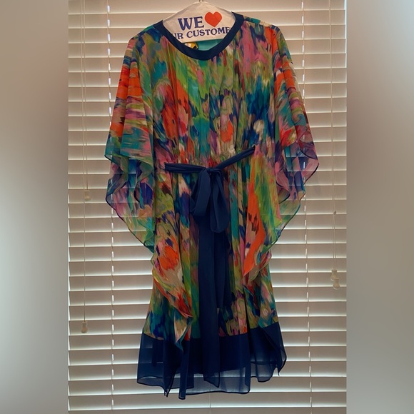 NEW designer multicolored flowy dress (knee length) - Picture 1 of 7
